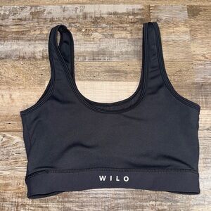 Wilo The Label Black Sports Bra Small Scoop Neck Athletic Yoga Gym Athleisure